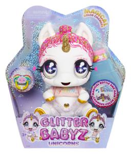 MGA Entertainment Glitter Babyz - eenhoornpop - Witte regenboog (Lunita Sky) pop