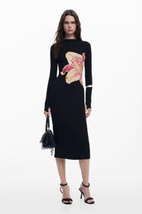 Lange orchidee jurk - BLACK - M