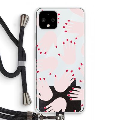 Hands pink: Pixel 4 Transparant Hoesje met koord