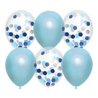 Feestversiering blauw-mix thema ballonnen 6x stuks 30 cm - thumbnail