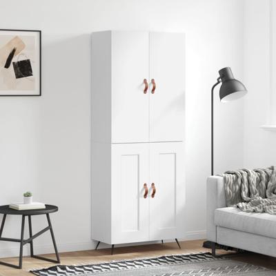 Hoge kast 69,5x34x180 cm bewerkt hout wit