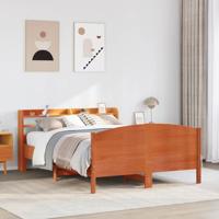 Bedframe zonder matras massief grenenhout wasbruin 135x190 cm