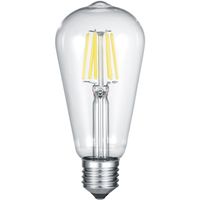 LED Lamp - Filament - Trion Kalon - E27 Fitting - 6W - Warm Wit 2700K - Transparent Helder - Aluminium