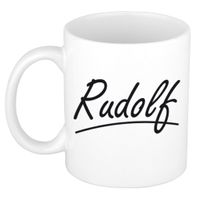 Naam cadeau mok / beker Rudolf met sierlijke letters 300 ml