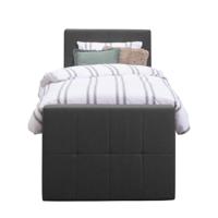 Leen Bakker - Boxspring Met Voetbord Liv Geblokt - Antraciet - 90x200 Cm - Slanke Poot - Stof - Grijs