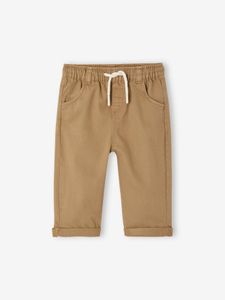 Rechte babybroek met elastische taille beige