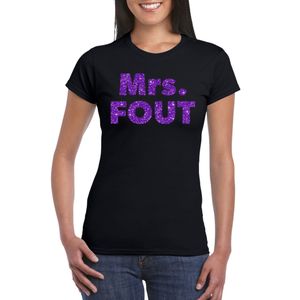 Zwart Mrs Fout t-shirt met paarse glitters dames