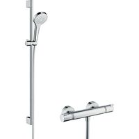 Hansgrohe Croma Select S Glijstangset - croma select s vario handdouche 90cm - Ecostat Comfort douchekraan - thermostatisch - wit/chroom 27014400