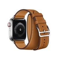 Voor Apple Watch 3/2/1 generatie 38mm universele lederen dubbele-lus strap (bruin)