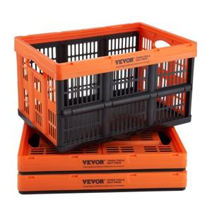 VEVOR set van 3 45L professionele vouwdozen van PP transportdoos, opvouwbare opbergdoos met handvat, stapelbare dozen, opbergdoos, vouwdozen, stapeldozen voor opslag en transport, oranje