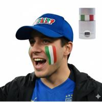 Italie supporters set - baseballcap blauw - met vlag schminkstift - volwassenen - landen Italie supporters set - baseballcap blauw - met vlag schminkstift - volwassenen - landen