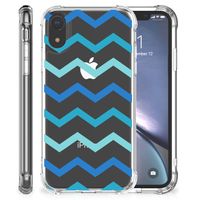 Apple iPhone Xr Doorzichtige Silicone Hoesje Zigzag Blauw