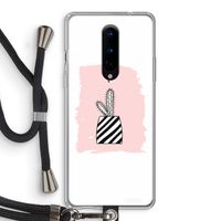 Zwart-wit cactus: OnePlus 8 Transparant Hoesje met koord