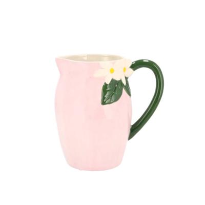 Schenkkan water/wijn karaf Fay - roze - keramiek - 13 x 19 cm - 3 liter - limonadekan