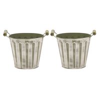 Mega Collections Emmer/plantenpot - 2x - zink - legergroen - D31 x H28 cm - Emmers