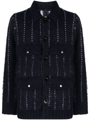 sacai surchemise en tweed à rayures - Bleu