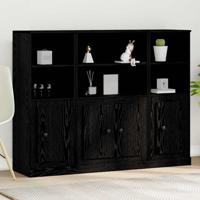 Hoge kast 132x35,5x103,5 cm bewerkt hout zwart eikenkleurig