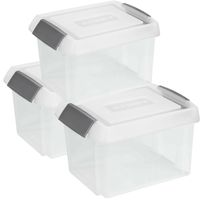 Sunware 3x opslagboxen kunststof 32 liter transparant 45 x 36 x 24 cm met hoge deksel - thumbnail