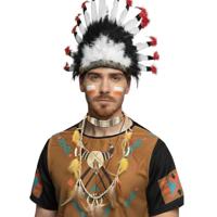 Indianen verkleed accessoires set - Veren tooi en kettingen - met ornamenten - volwassenen