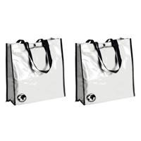 3x stuks boodschappen shopper tas wit 38 x 38 cm - thumbnail