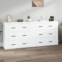 Dressoirs 2 st bewerkt hout wit
