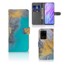 Samsung Galaxy S20 Ultra | Bookcase | Marble Blue Gold