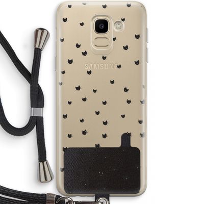Kleine kattenkopjes: Samsung Galaxy J6 (2018) Transparant Hoesje met koord