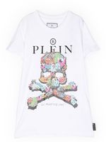 Philipp Plein Junior t-shirt à imprimé tête de mort - Blanc