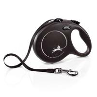 FLEXI New Classic riem - L: 8 m - Zwart - Honden