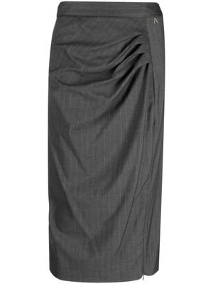 TWINSET jupe mi-longue à fines rayures - Gris