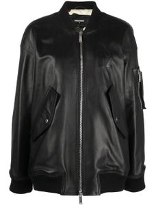 DSQUARED2 veste en cuir à logo embossé - Noir