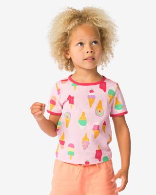 HEMA Kinder T-shirt Rib Ijsjes Roze (roze)