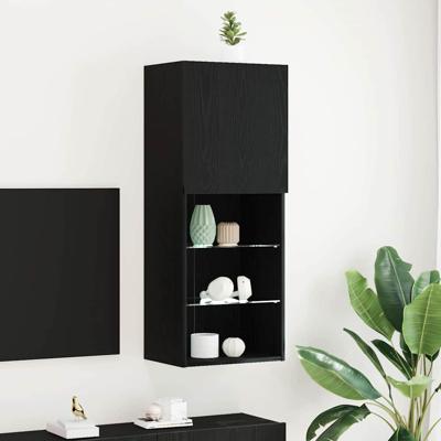 TV-kast Zwart Eiken 40.5 x 30 x 102 cm Bewerkt hout