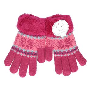 Gebreide winter handschoenen fuchsia roze fuchsia roze met pluch