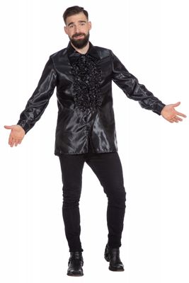 Ruche blouse satijn zwart