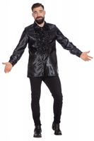 Ruche blouse satijn zwart
