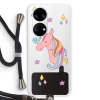 Roze eenhoorn: Huawei P50 Transparant Hoesje met koord