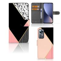 Xiaomi 12 | 12X | Book Case | Zwart Roze Vormen