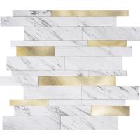 Zelfklevende Mozaïektegel Marmerlook Wit/Goud - Luxe Alu Wildverband