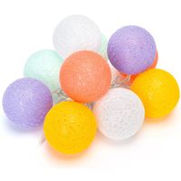 LED Lichtsnoer op Batterijen - Aigi Kato - Katoenbollen - Meerkleurig - 2 Meter - Wit LED Lichtsnoer op Batterijen - Aigi Kato - Katoenbollen - Meerkleurig - 2 Meter - Wit