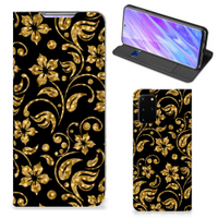 Samsung Galaxy S20 Plus Smart Cover Gouden Bloemen - thumbnail