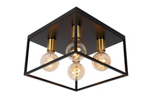 Lucide Ruben plafondlamp 36x36cm E27 zwart mat