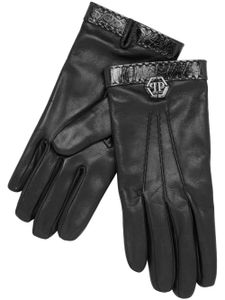 Philipp Plein gants en cuir à patch logo - Noir