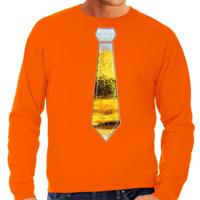 Apres ski sweater voor heren - bier stropdas - oranje - wintersport - snowboarden