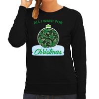 Wiet Kerstbal sweater / outfit All i want for Christmas zwart voor dames - thumbnail