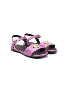 Versace Kids sandales Crystal Hearts en cuir à paillettes - Rose