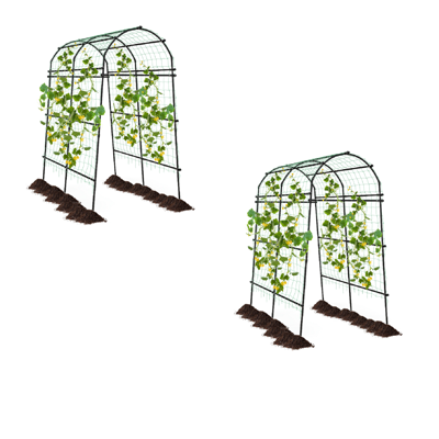 (Twee) Tuinbogen voor Klimplanten 230 cm Hoog Rankroosters met PE-Gecoate Metalen Structuur Klimhulpen