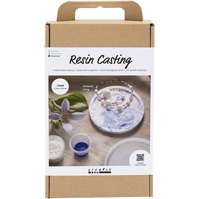 Creativ Company Hobbyset hars gieten, rond dienblad met marmereffect, blauw, wit, 1 doos