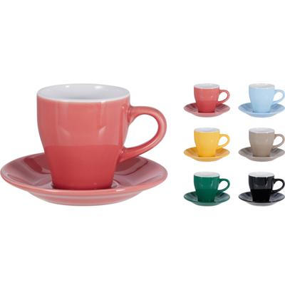 Excellent Houseware Koffie kopjes met schotel - set van 6x - kleurenmix - 240 ml - koffiekopjes - ke Excellent Houseware Koffie kopjes met schotel - set van 6x - kleurenmix - 240 ml - koffiekopjes - ke