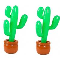 Opblaasbare cactus - 2x - in pot - 85 cm - opblaas cactus - decoratie